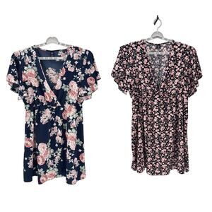 Shien 2 ditzy floral babydoll dresses above the knee cap sleeves spring size 2xl